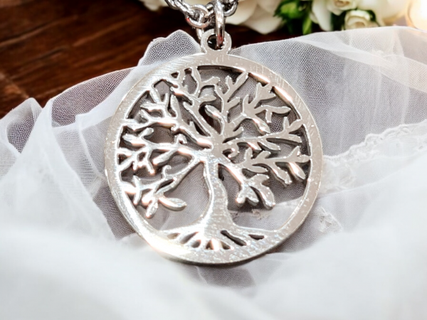 collier arbre de vie acier inoxydable argenté